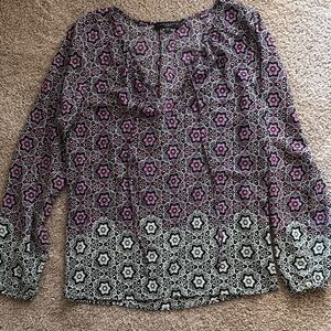Sanctuary Purple and Red Ruffled 3/4 Sleeve Blouse